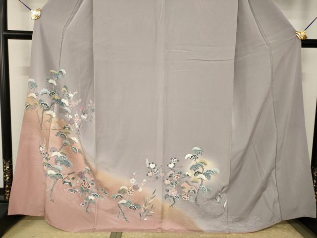 平和屋着物●訪問着　友禅　風景文　暈し染め　三越扱い　正絹　逸品　AABJ8177ck