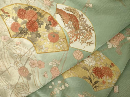 平和屋着物●十日町老舗ブランド　吉澤友禅　吾妻徳穂　訪問着　駒刺繍　地紙花文　暈し染め　金彩　鈴乃屋扱い　正絹　逸品　AABJ8178ck