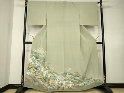 平和屋着物●豪華色留袖　友禅　風景文　正絹　逸品　AABJ8179ck