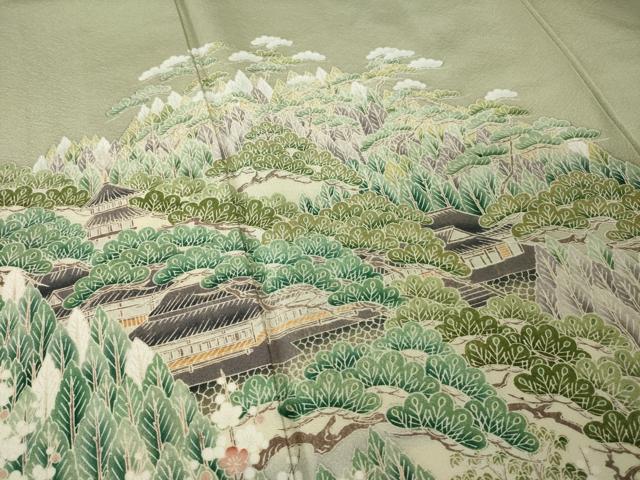平和屋着物●豪華色留袖　友禅　風景文　正絹　逸品　AABJ8179ck