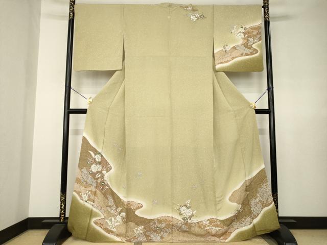 平和屋着物●訪問着　辻が花　絞り　流水花文　暈し染め　正絹　逸品　AABJ8180ck