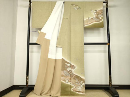 平和屋着物●訪問着　辻が花　絞り　流水花文　暈し染め　正絹　逸品　AABJ8180ck
