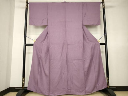 平和屋着物●上質な色無地　紋意匠　葡萄鼠色　正絹　逸品　AABJ8181ck