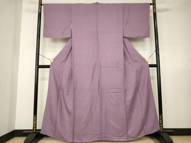 平和屋着物●上質な色無地　紋意匠　葡萄鼠色　正絹　逸品　AABJ8181ck