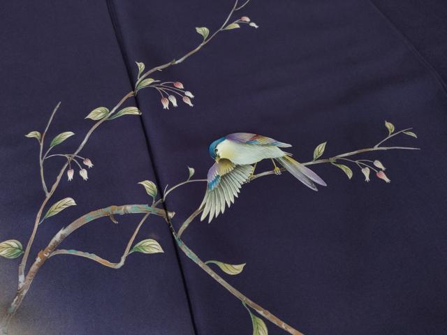 平和屋着物●訪問着　手描き　花鳥文　暈し染め　正絹　逸品　AABJ8183ck