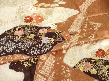 平和屋着物●創業460年・千總　訪問着　駒刺繍　絞り　金彩　正絹　逸品　AABJ8184ck