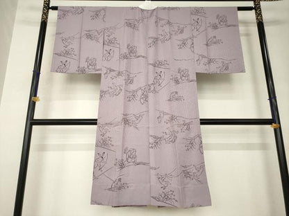 平和屋着物●長襦袢　無双仕立て　鳥獣戯画　正絹　逸品　AABJ8189ck
