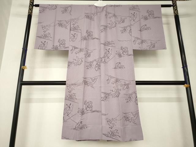 平和屋着物●長襦袢　無双仕立て　鳥獣戯画　正絹　逸品　AABJ8189ck
