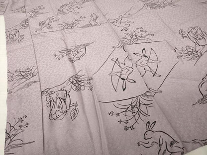 平和屋着物●長襦袢　無双仕立て　鳥獣戯画　正絹　逸品　AABJ8189ck