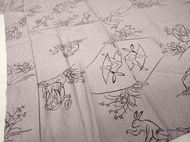平和屋着物●長襦袢　無双仕立て　鳥獣戯画　正絹　逸品　AABJ8189ck