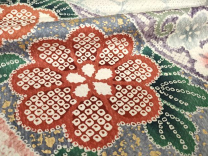 平和屋着物●豪華振袖　駒刺繍　蔓帯花文　金彩　正絹　逸品　AABJ8192ck