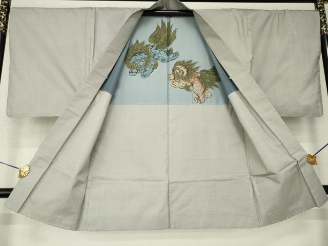 平和屋着物●男性　本場大島紬　アンサンブル　格子　正絹　逸品　AABJ8193ck