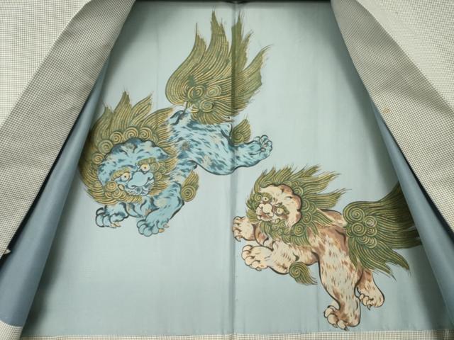 平和屋着物●男性　本場大島紬　アンサンブル　格子　正絹　逸品　AABJ8193ck