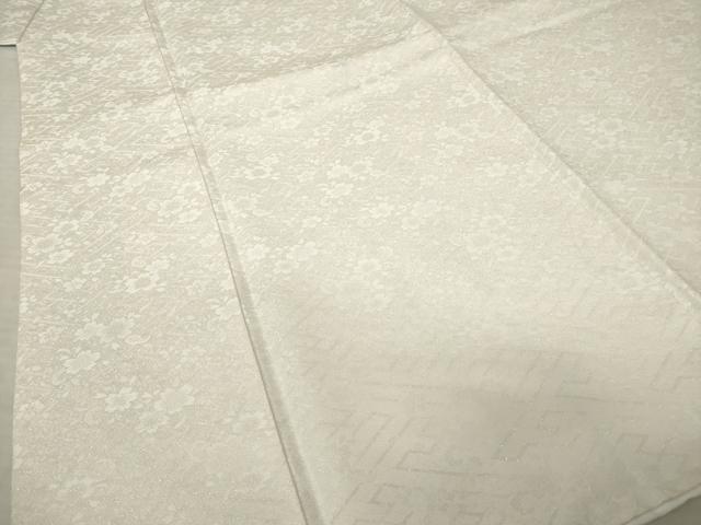 平和屋着物●男性　色紋付・羽織セット　草花地紋　白色　銀通し地　キングサイズ　洗える着物　AABJ8198ck