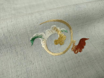 平和屋着物●訪問着　結城紬地　総刺繍　唐草文　金糸　正絹　逸品　AABJ8201ck