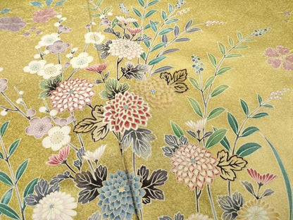 平和屋着物●訪問着　草花文　暈し染め　金彩　正絹　逸品　AABJ8204ck