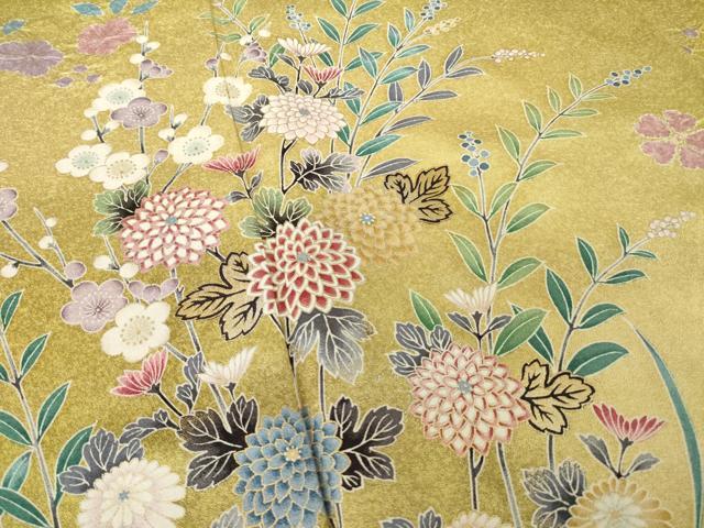 平和屋着物●訪問着　草花文　暈し染め　金彩　正絹　逸品　AABJ8204ck