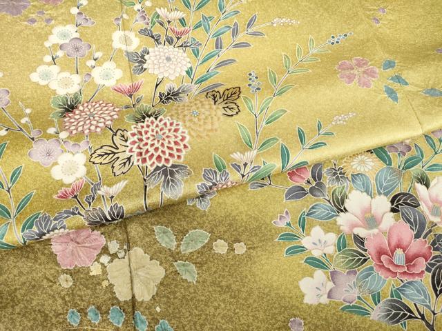 平和屋着物●訪問着　草花文　暈し染め　金彩　正絹　逸品　AABJ8204ck