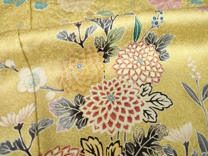 平和屋着物●訪問着　草花文　暈し染め　金彩　正絹　逸品　AABJ8204ck