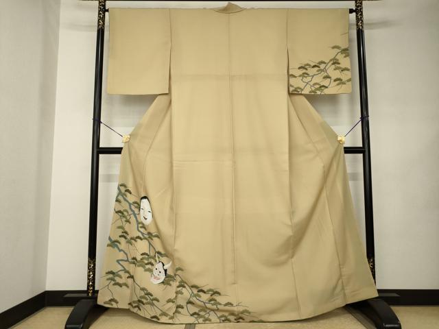 平和屋着物●訪問着　能面　般若　金彩　洗える着物　AABJ8206ck