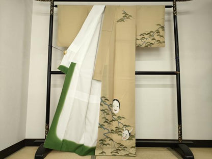平和屋着物●訪問着　能面　般若　金彩　洗える着物　AABJ8206ck