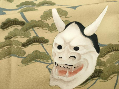 平和屋着物●訪問着　能面　般若　金彩　洗える着物　AABJ8206ck