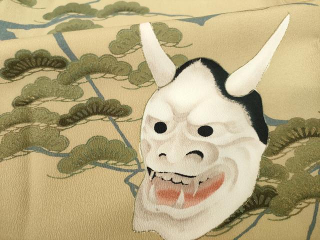 平和屋着物●訪問着　能面　般若　金彩　洗える着物　AABJ8206ck