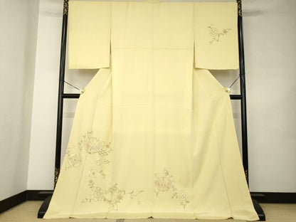 平和屋着物●総刺繍　中国三大刺繍　汕頭刺繍　スワトウ刺繍　訪問着　向い鳥花文　ロング丈　正絹　逸品　未使用　AABJ8208ck