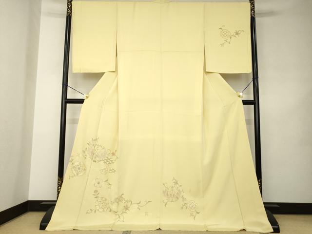 平和屋着物●総刺繍　中国三大刺繍　汕頭刺繍　スワトウ刺繍　訪問着　向い鳥花文　ロング丈　正絹　逸品　未使用　AABJ8208ck