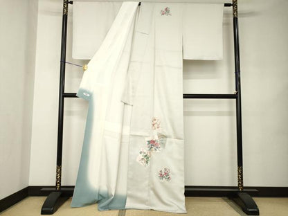 平和屋着物●訪問着　総刺繍　色紙重ね花鳥文　正絹　逸品　AABJ8209ck