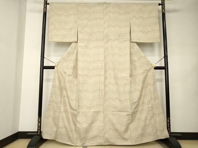 平和屋着物●上質な紬　幾何学文様　やまと誂製　正絹　逸品　AABJ8210ck