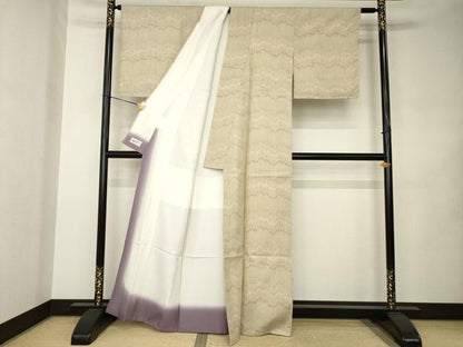 平和屋着物●上質な紬　幾何学文様　やまと誂製　正絹　逸品　AABJ8210ck