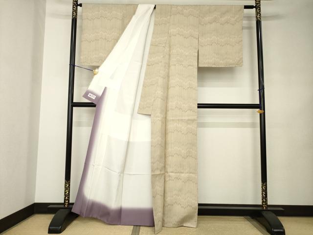 平和屋着物●上質な紬　幾何学文様　やまと誂製　正絹　逸品　AABJ8210ck