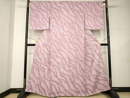 平和屋着物●上質な小紋　総絞り　霞文　正絹　逸品　AABJ8211ck