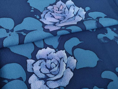 平和屋着物●上質な小紋　ろうけつ染　薔薇　バラ　正絹　逸品　AABJ8216ck