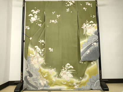 平和屋着物●豪華振袖　駒刺繍　花鼓文　やまと誂製　ロング丈　正絹　逸品　AABJ8217ck