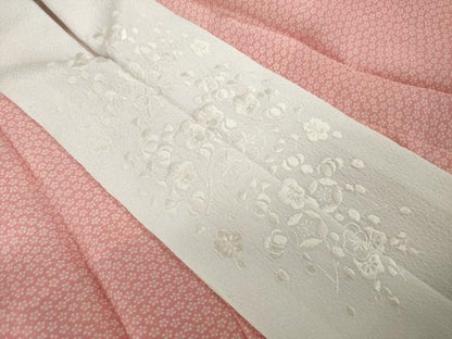 平和屋着物●長襦袢　無双仕立て　桜　半衿刺繍　正絹　逸品　AABJ8219ck