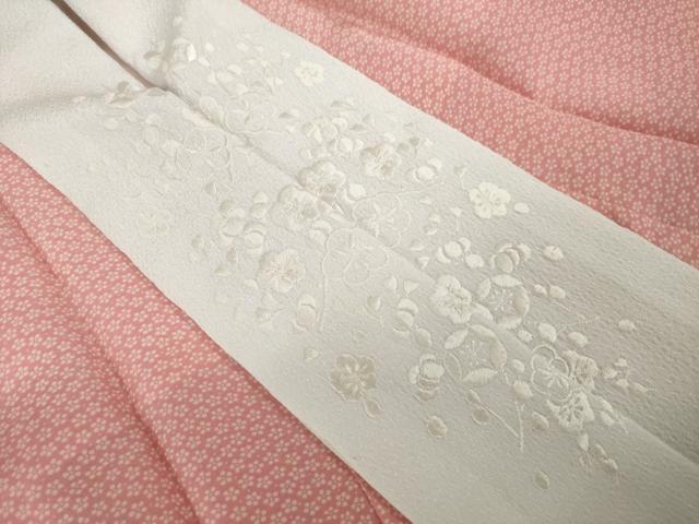平和屋着物●長襦袢　無双仕立て　桜　半衿刺繍　正絹　逸品　AABJ8219ck