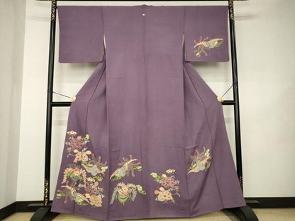 平和屋着物●訪問着　型染め　鳳凰花文　正絹　逸品　AABJ8223ck