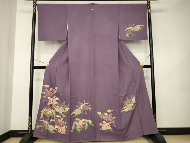 平和屋着物●訪問着　型染め　鳳凰花文　正絹　逸品　AABJ8223ck