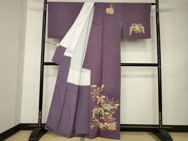 平和屋着物●訪問着　型染め　鳳凰花文　正絹　逸品　AABJ8223ck