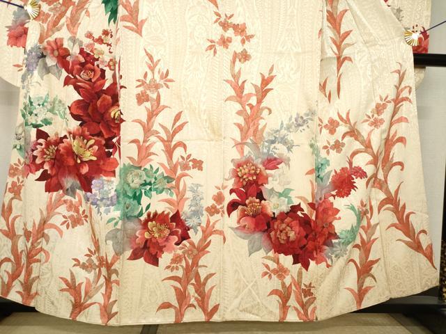 平和屋着物●豪華振袖　刺繍　草花文　金銀糸　金彩　正絹　逸品　AABJ8226ck