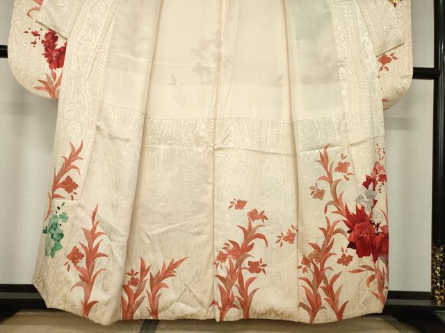 平和屋着物●豪華振袖　刺繍　草花文　金銀糸　金彩　正絹　逸品　AABJ8226ck