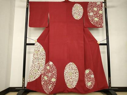 平和屋着物●訪問着　花唐草文　金彩　正絹　逸品　AABJ8227ck