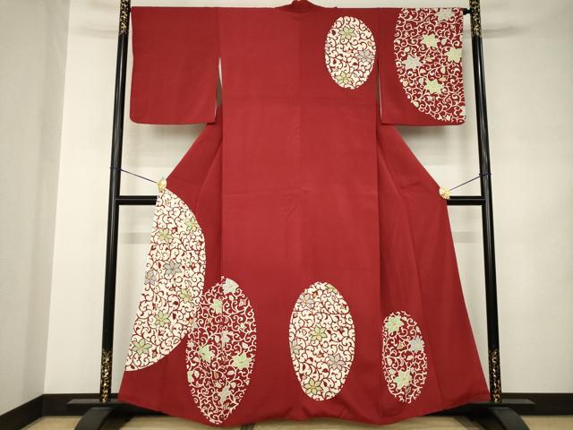 平和屋着物●訪問着　花唐草文　金彩　正絹　逸品　AABJ8227ck
