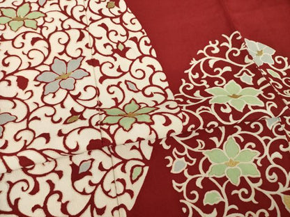 平和屋着物●訪問着　花唐草文　金彩　正絹　逸品　AABJ8227ck