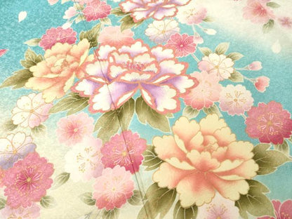 平和屋着物●豪華振袖　刺繍　舞花文　暈し染め　金彩　銀通し地　正絹　逸品　AABJ8228ck