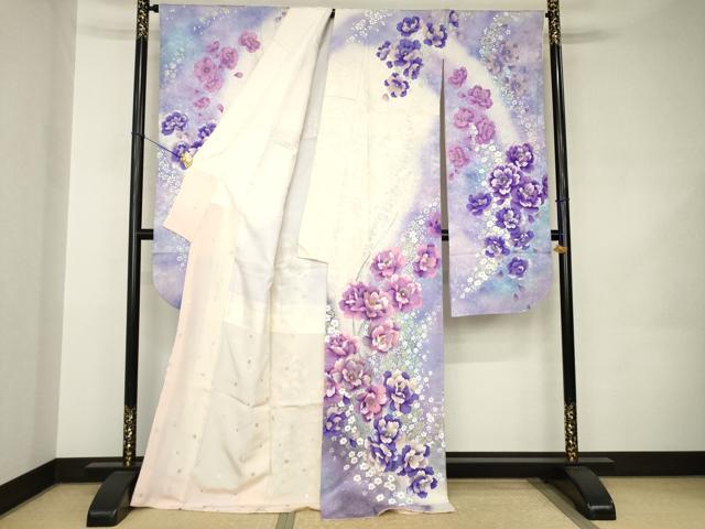 平和屋着物●豪華振袖　舞花文　暈し染め　金銀彩　ロング丈　正絹　逸品　AABJ8230ck
