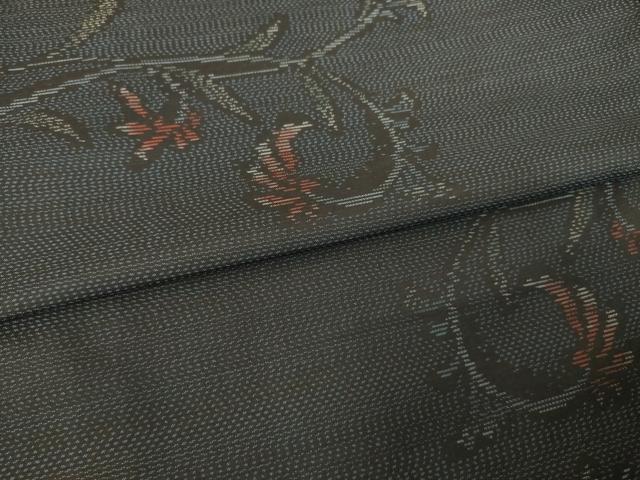 平和屋着物●本場大島紬　花唐草文　くぼた織物謹製　証紙付き　正絹　逸品　未使用　AABJ8233ck