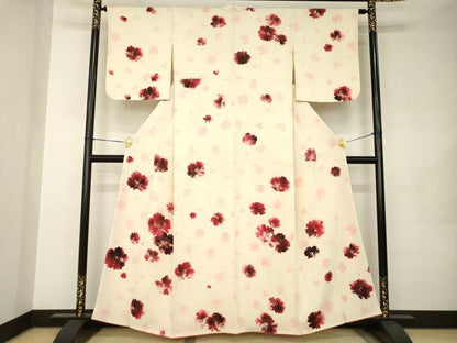 平和屋着物●訪問着　舞桜文　正絹　逸品　AABJ8234ck